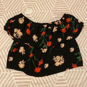 Topshop Off The Shoulder Floral Flutter Blouse